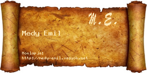 Medy Emil névjegykártya